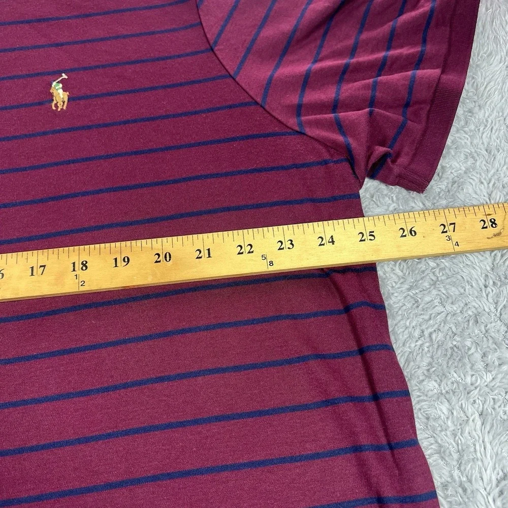 Polo Ralph Lauren Classic Fit Mens XL Burgundy Striped Pony Logo Short Sleeve